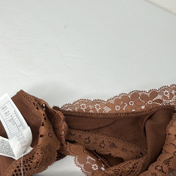 LAST PAIR! Silky Glossy Satin Lace Trim Chocolate Brown Cheeky Panty Sz S NWT - Picture 17 of 17